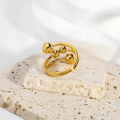 Elegant Gold Plated Multi-Ball Adjustable Ring