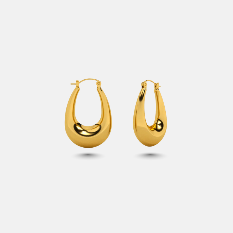 Gold Teardrop Hoop Earrings