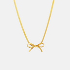 Golden Ribbon Bow Necklace