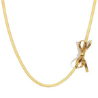 Golden Ribbon Bow Necklace