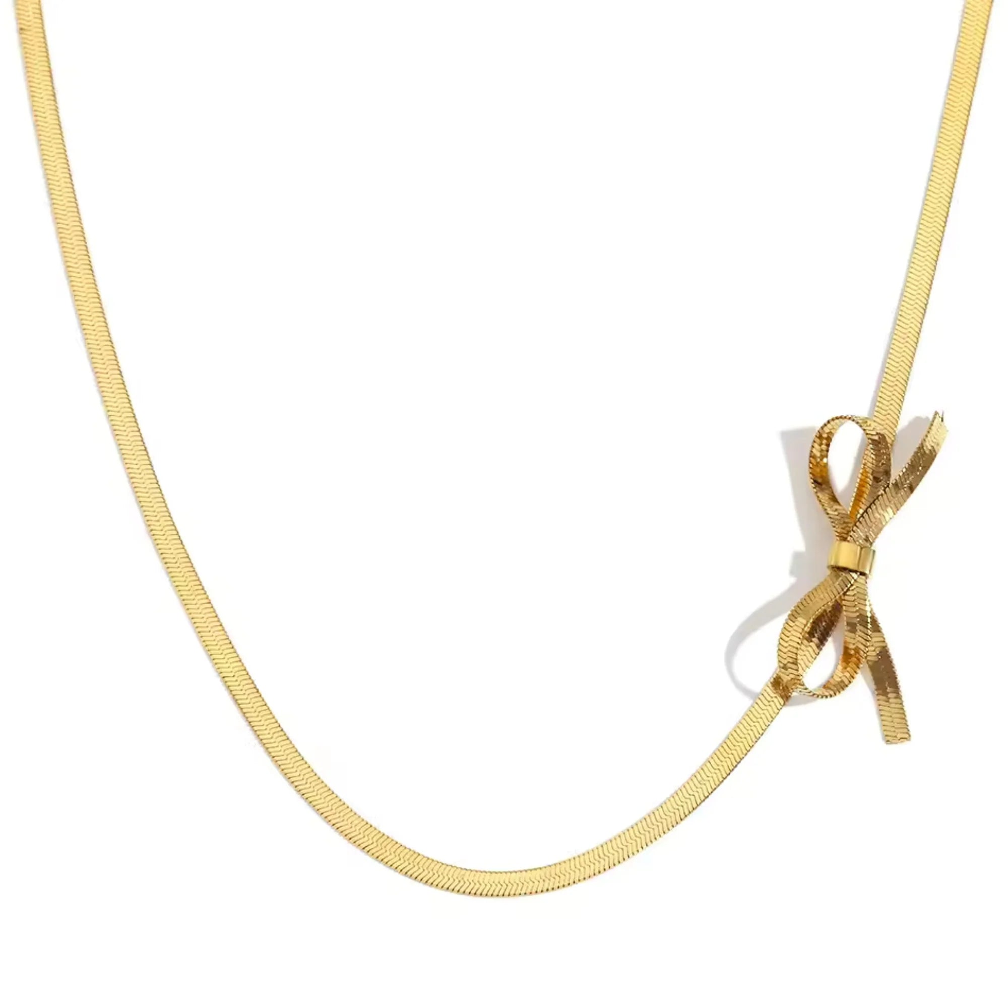 Golden Ribbon Bow Necklace