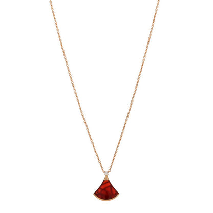 Elegant Red Fan Pendant Necklace