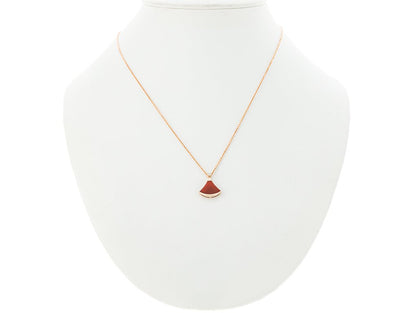 Elegant Red Fan Pendant Necklace