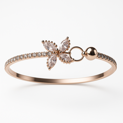 Elegant Rose Gold Butterfly Bracelet with Zircon Stones