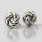 Twisted Knot Silver Stud Earrings