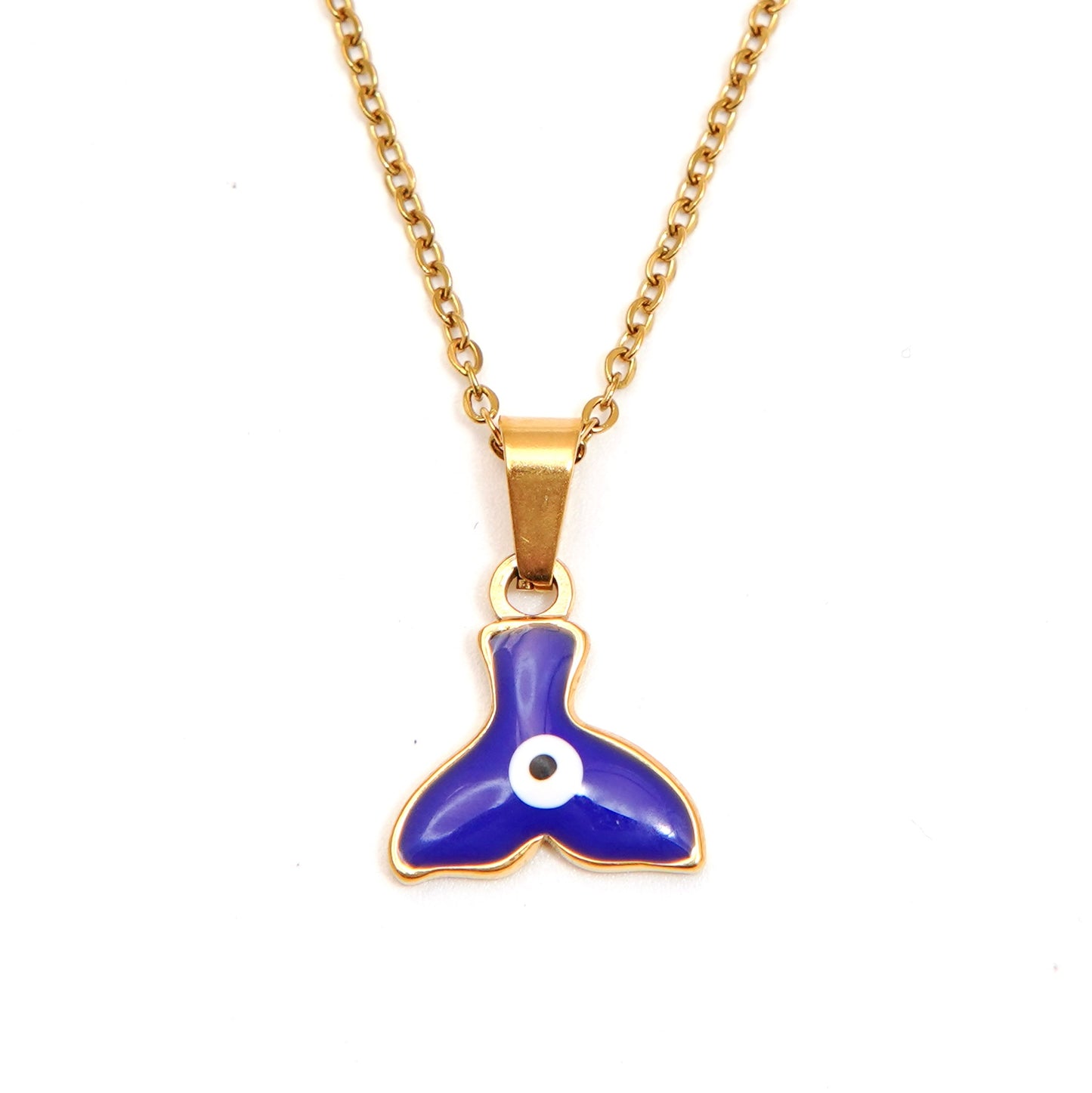 Deep Blue Whale Tail Pendant Necklace