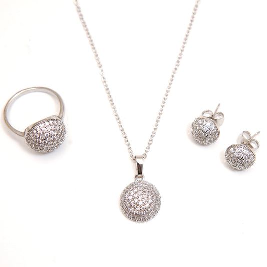 Sophisticated Silver Pave Jewelry Set