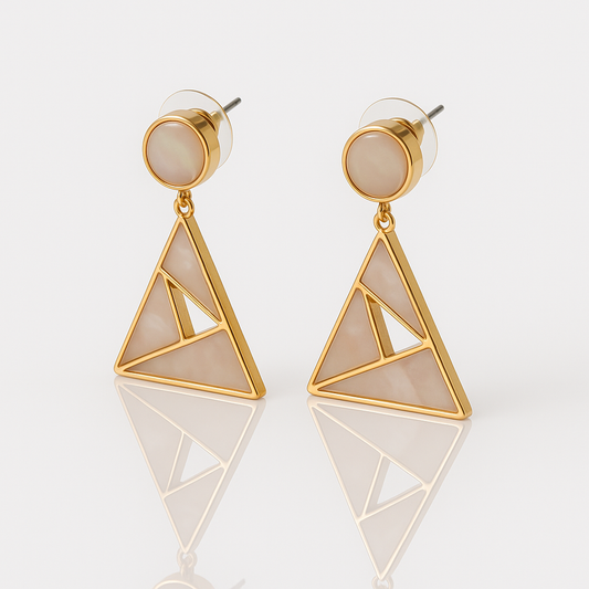 Geometric Rose Gold & Mother-of-Pearl Drop Earrings