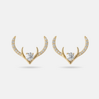 Gold Antler Zircon Stud Earrings