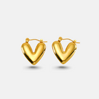 Gold Heart Hoop Earrings