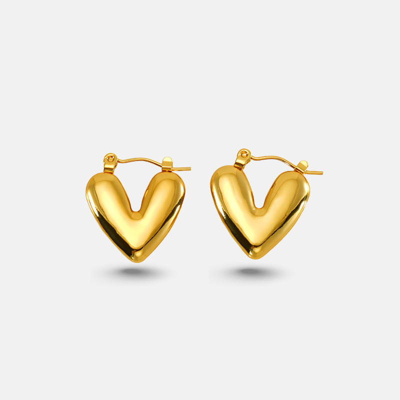 Gold Heart Hoop Earrings
