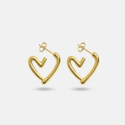 Gold Heart Hoop Earrings | Twinkear Anti-Tarnish Minimal Jewelry