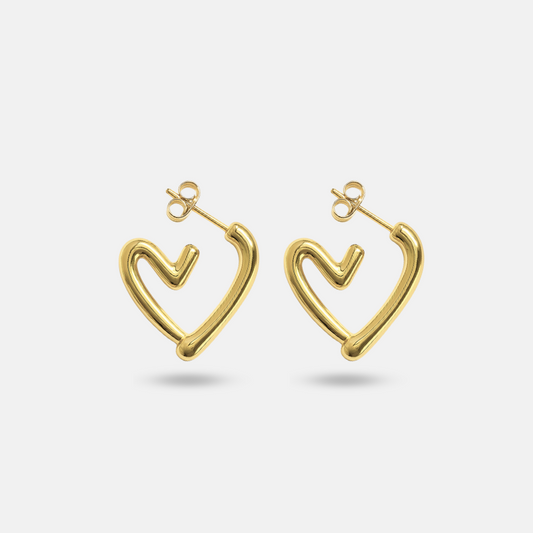 Gold Heart Hoop Earrings | Twinkear Anti-Tarnish Minimal Jewelry
