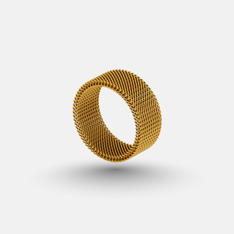 Gold Mesh Wide Band Ring