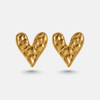 Gold Textured Heart Studs