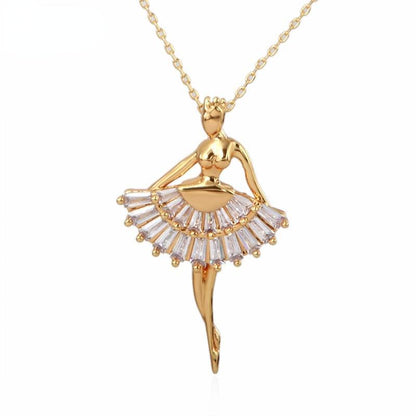 Gold Ballerina Pendant Necklace