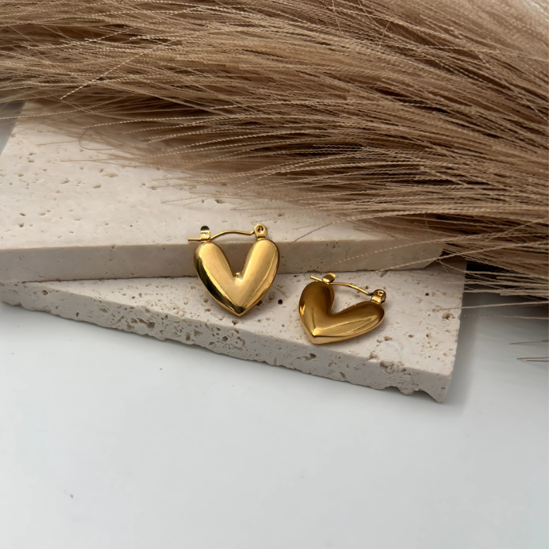 Gold Heart Hoop Earrings
