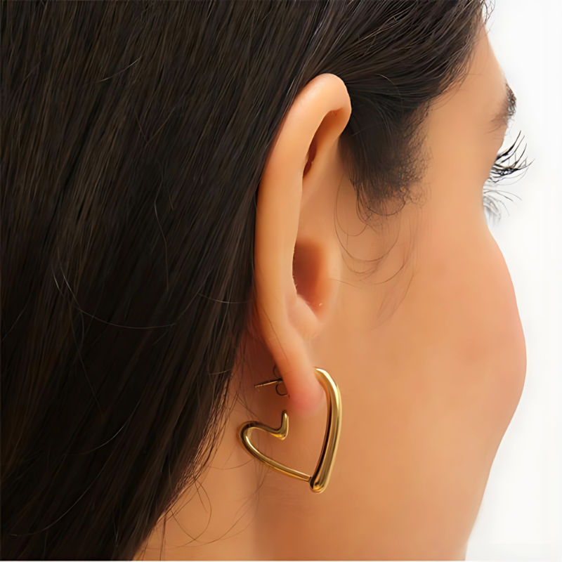 Gold Heart Hoop Earrings
