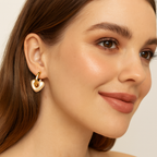 Gold Pearl Heart Hoop Earrings