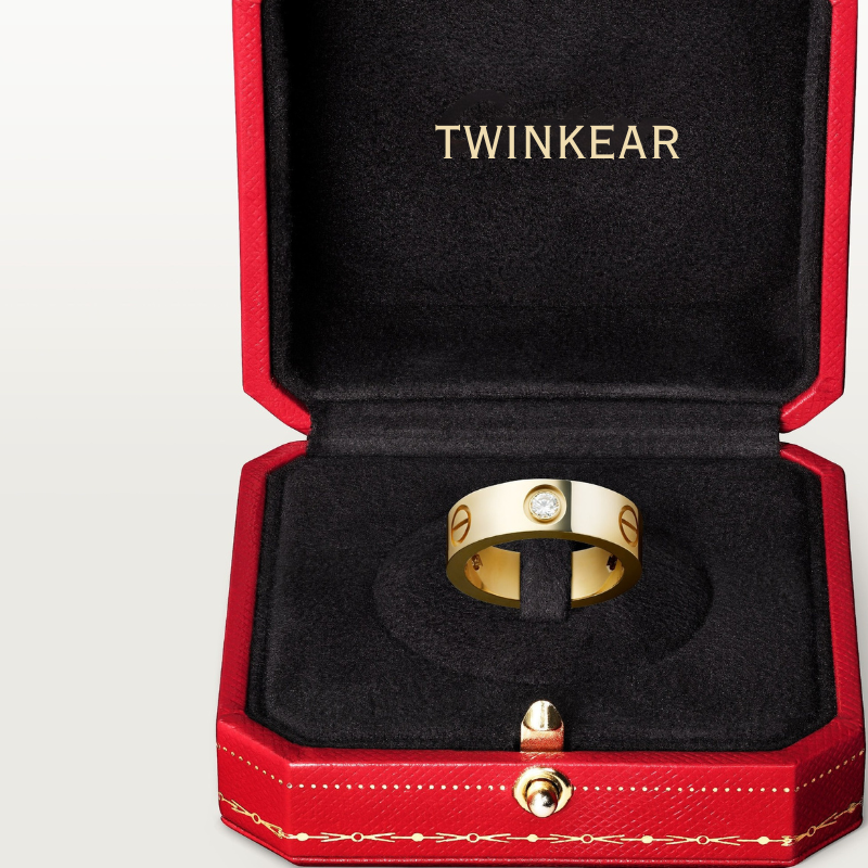 Gold Screw Motif Cubic Zirconia Ring