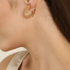 Gold Sunburst Hoop Earrings