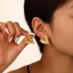 Gold Textured Heart Studs