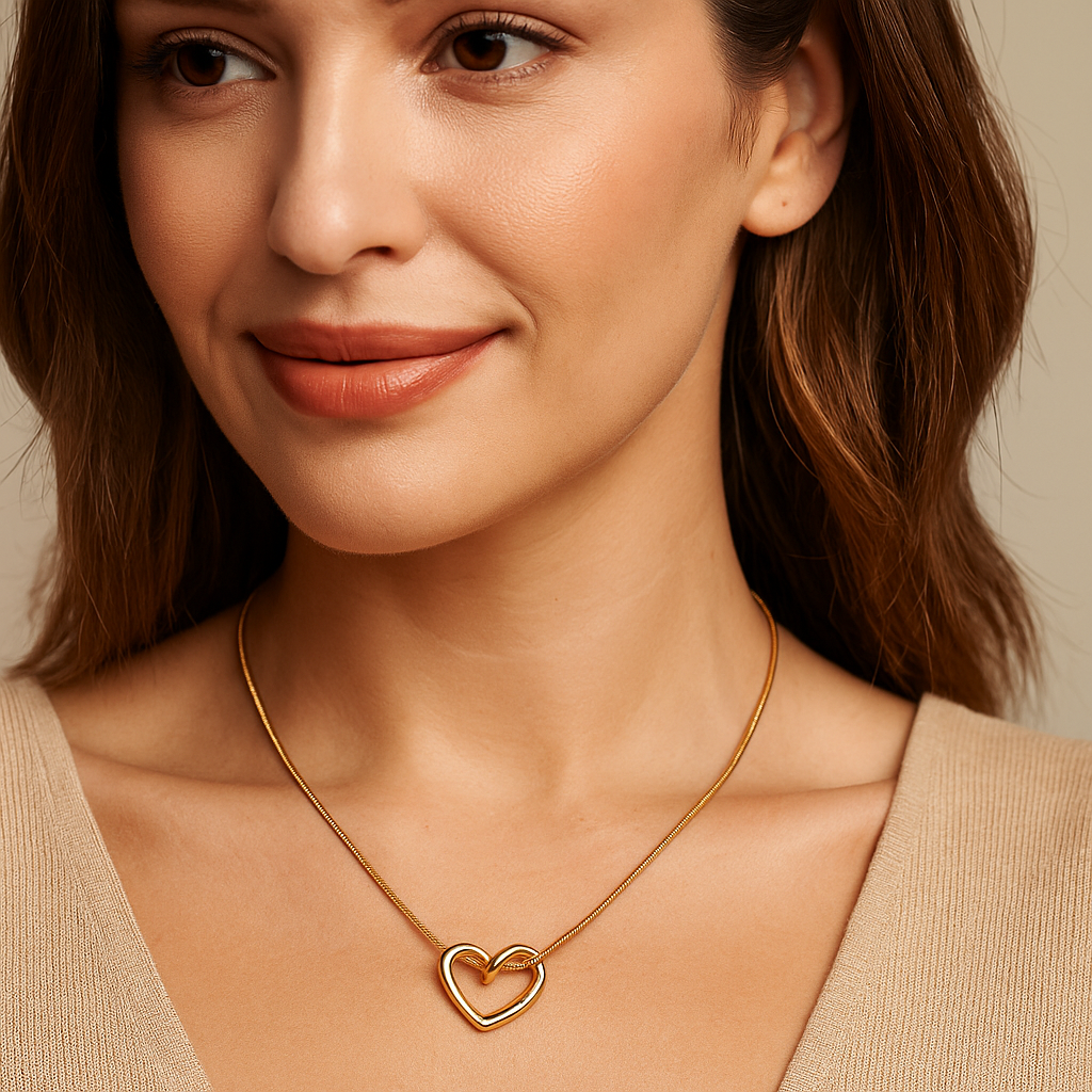 Golden Heart Knot Pendant Necklace