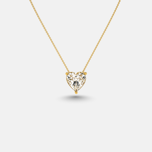 Heart-Shaped Gold Pendant Necklace with Zircon Sparkle