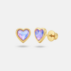 Iridescent Gold Heart Studs
