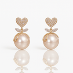 Pearl Drop Heart Leaf Earrings