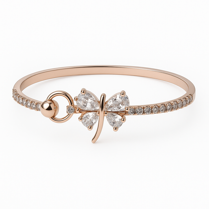 Rose Gold Butterfly Bracelet with Sparkling CZ Stones