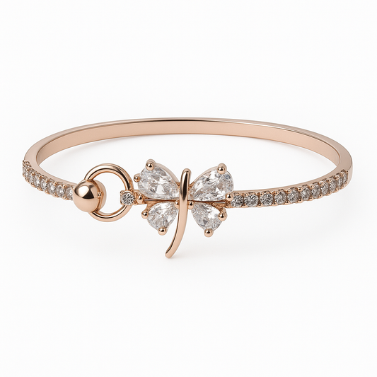 Rose Gold Butterfly Bracelet with Sparkling CZ Stones