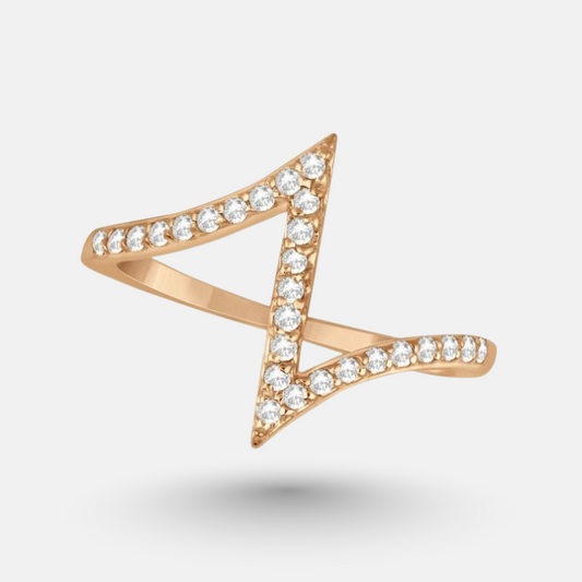 Rose Gold Z Pavé Diamond Ring