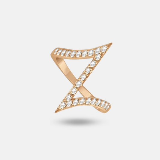 Rose Gold Z Pavé Diamond Ring