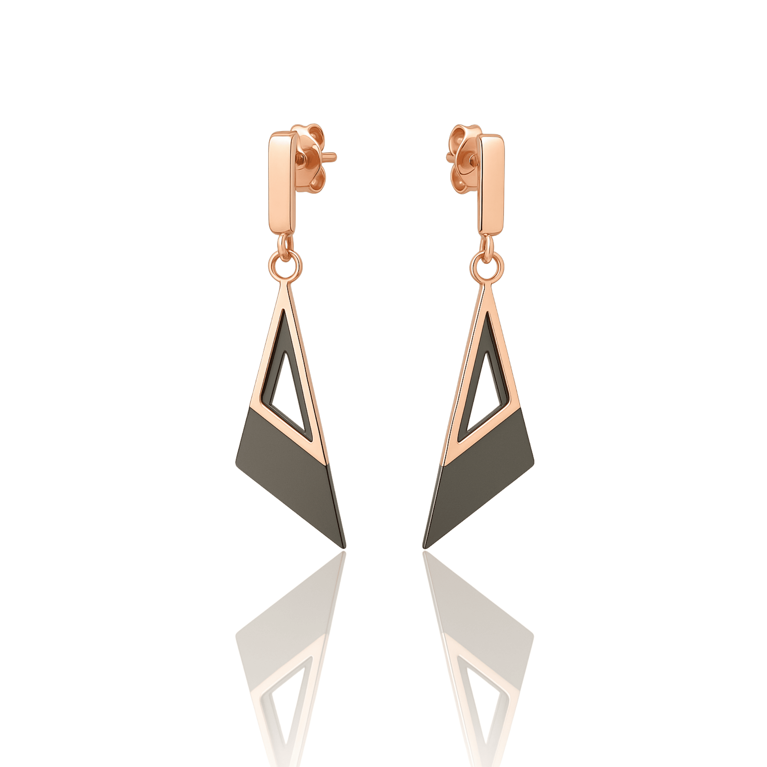 Sleek Geometric Rose Gold Earrings