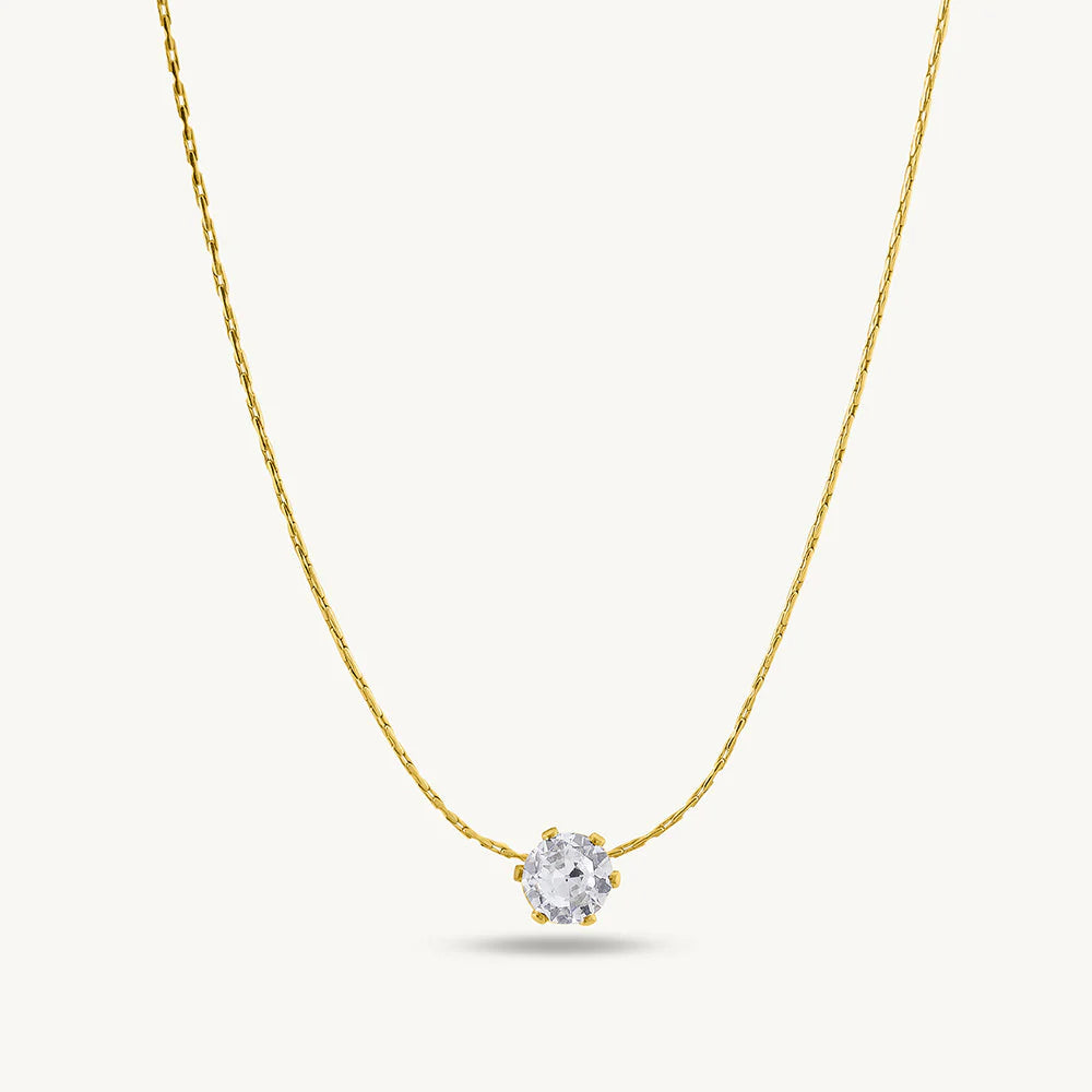 Solitaire Elegance Gold-Plated Necklace