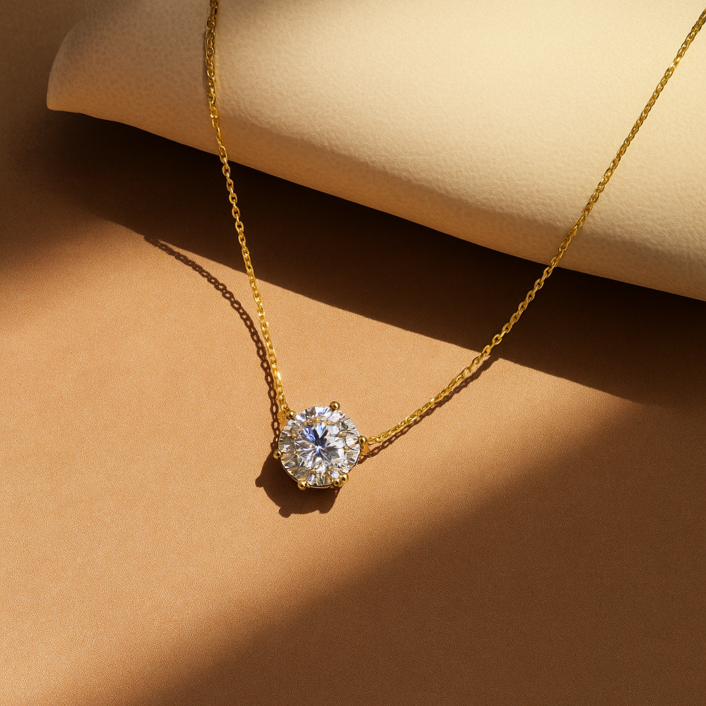 Solitaire Elegance Gold-Plated Necklace