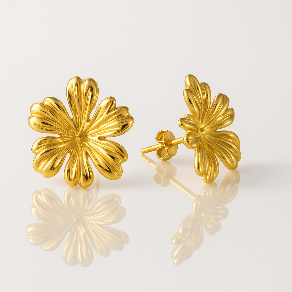 Stylish Gold Floral Petal Earrings
