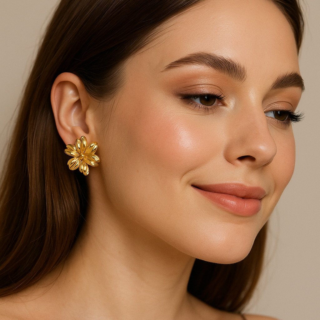 Stylish Gold Floral Petal Earrings