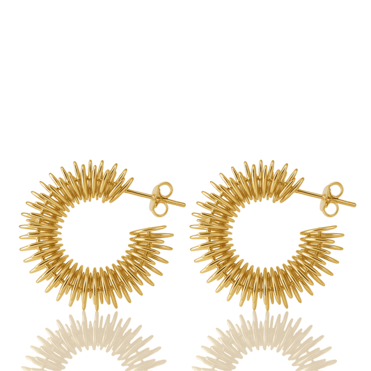 Textured Spiral Statement Hoop Earrings in Gold