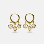 Triple Pearl Bead Hoop Earrings