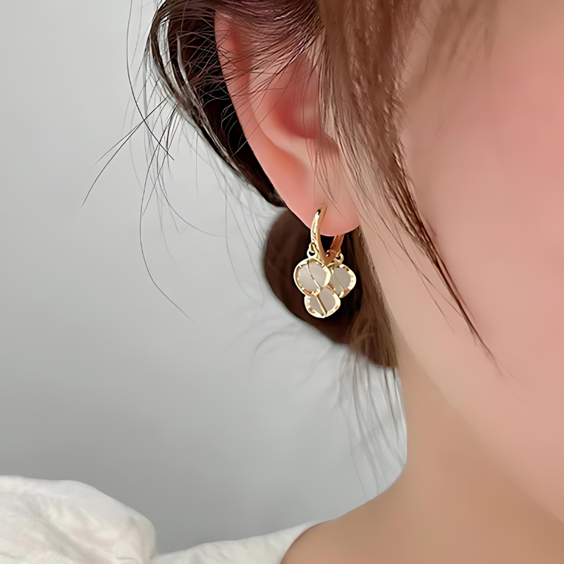 Triple Pearl Bead Hoop Earrings