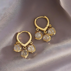 Triple Pearl Bead Hoop Earrings