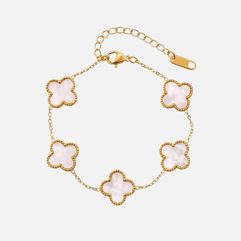 White Clover Gold  Charm Bracelet